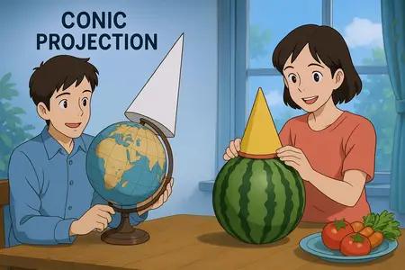 conic projection Simple Definition