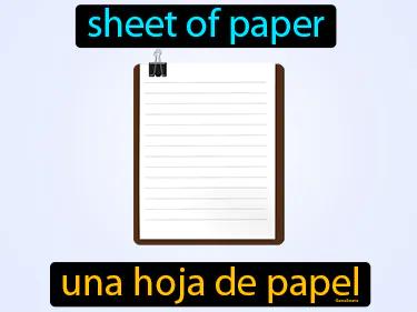 una hoja de papel Simple Definition